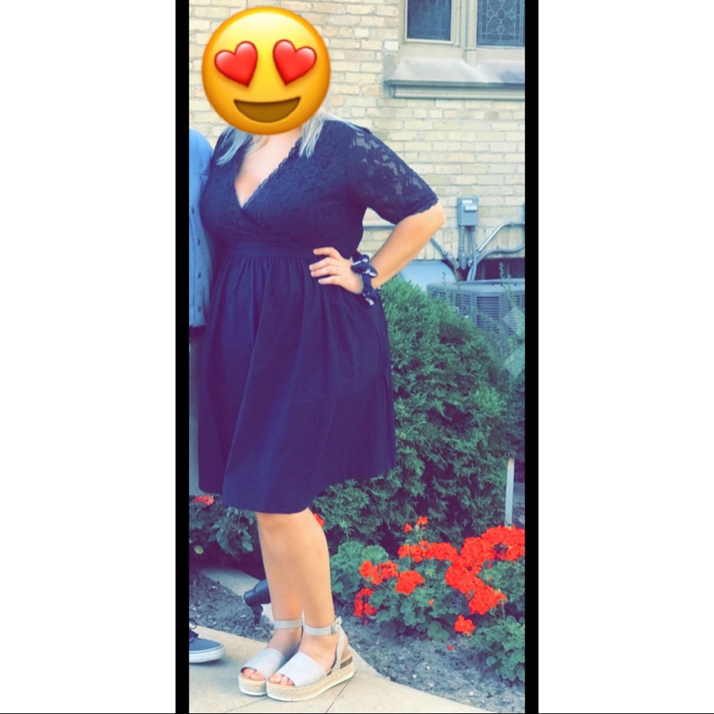 Plus size navy lace dress